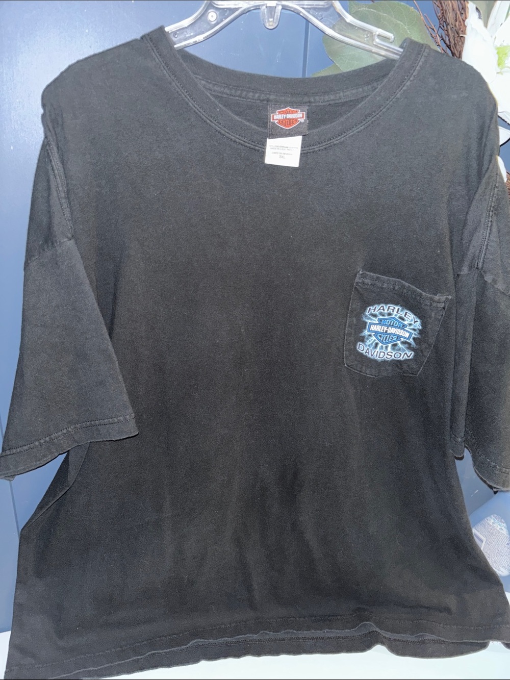 Harley-Davidson Black T-Shirt with Blue Pocket Logo